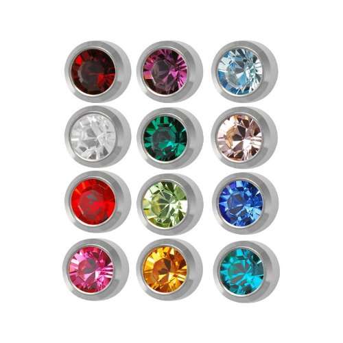 Surgical Steel 4mm Ear piercing Earrings studs 12 pair Mixed Colors White Metal