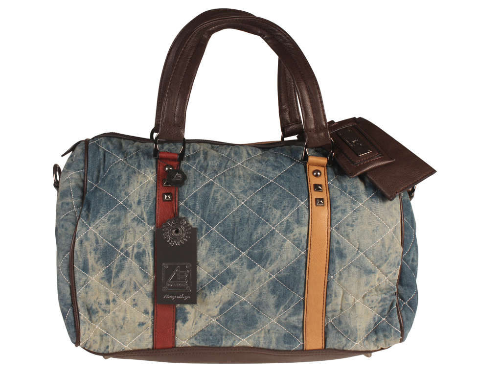 AB Collezioni Queen Womens Ladies Denim Designer Hand Shoulder Bag - Blue