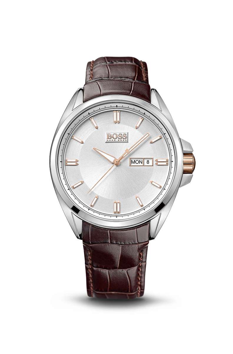 WE SELL FOR R6790 - Brown Croc Embossed Leather Strap Watch by BOSS