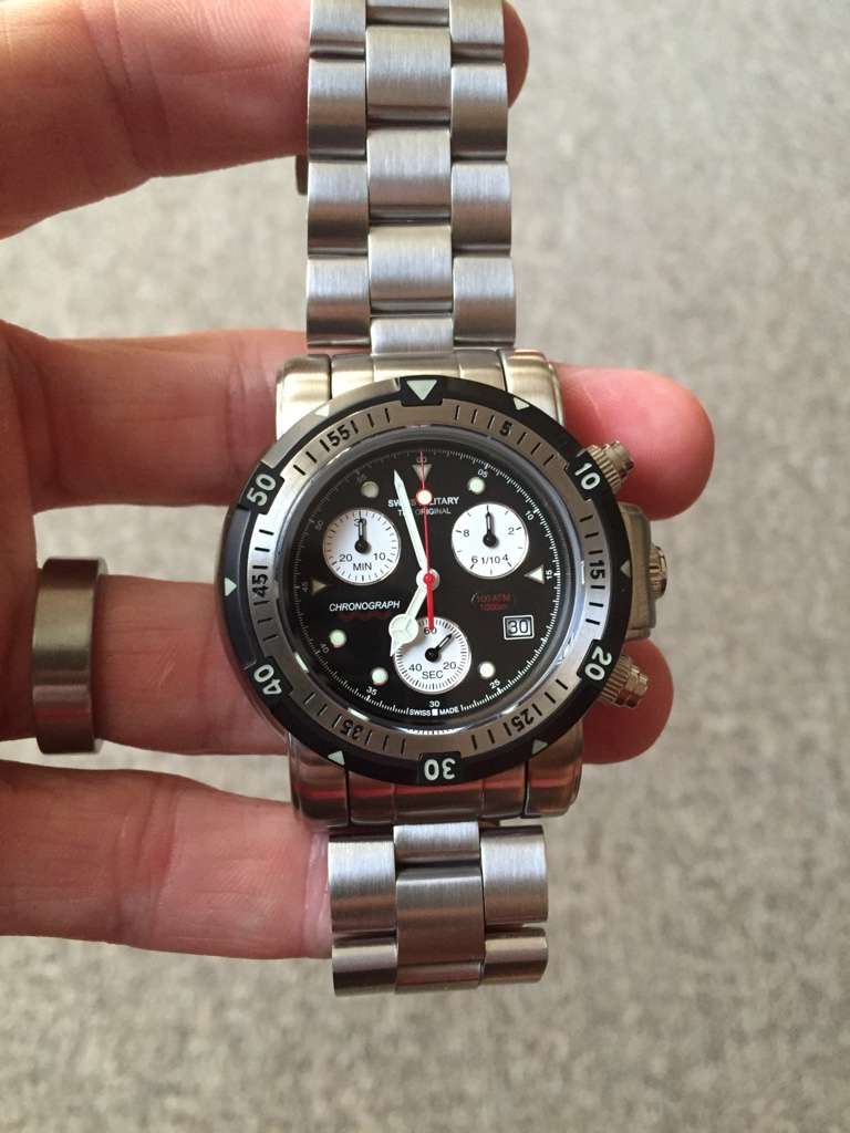 **R14 000.00 @ RETAIL** CX SWISS MILITARY®  "SEA WOLF" 1000m SW I CHRONOGRAPH WATCH