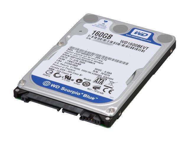 Western Digital Scorpio Blue 160GB 5400 RPM 8MB Cache SATA 3.0Gb/s 2.5" Internal Notebook Hard Drive