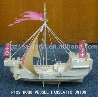 Kogg-Vessel of Hanseatic Union  Woodcraft Model Construction Kit, NEW