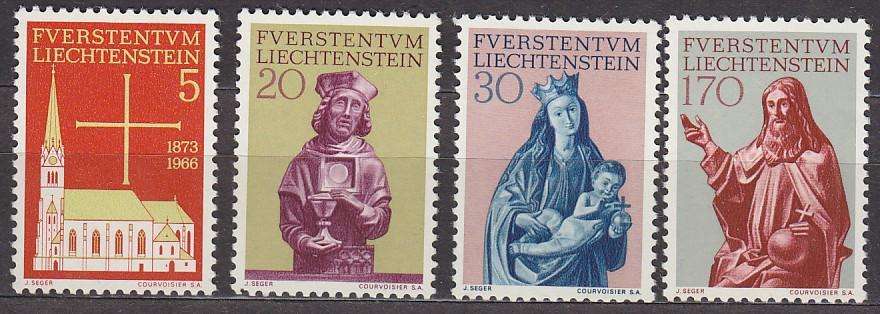 LIECHTENSTEIN - 1966 - SET OF 4 - RESTORATION VADUZ PARISH CHURCH - MNH