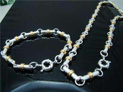 NEW!!! .925 STERLING SILVER BAMBOO STYLE SET WITH BELCHER CLASP