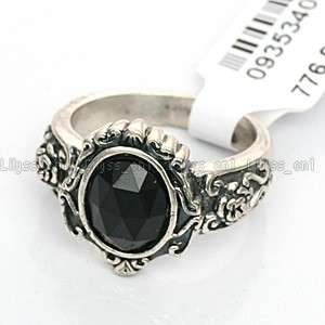 Simulated Black Onyx Gemstone 18K GP Ring 075RB Sz 9