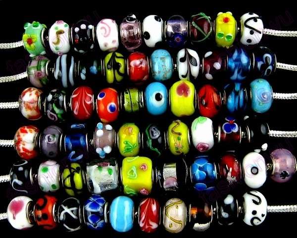 30 Pcs Variety Mix Styles Glass Beads Fit Pandora