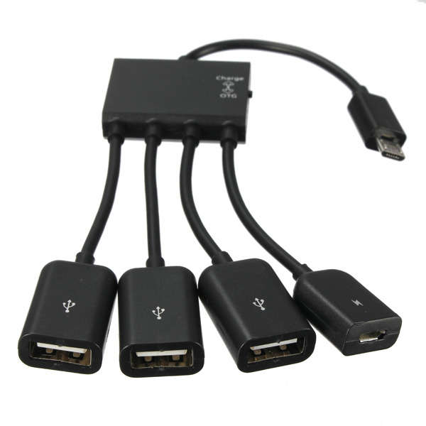 4 In 1 Micro USB Power Charging Host OTG Hub Adapter Cable