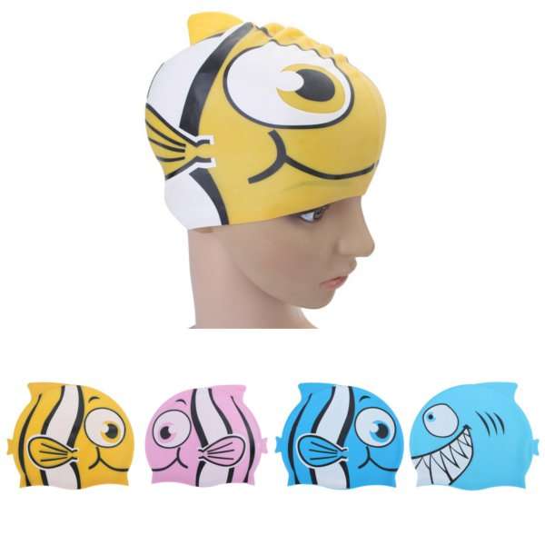 Children Swimming Cap Silicone Animal Fish Cartoon Swimming Bathing Cap
