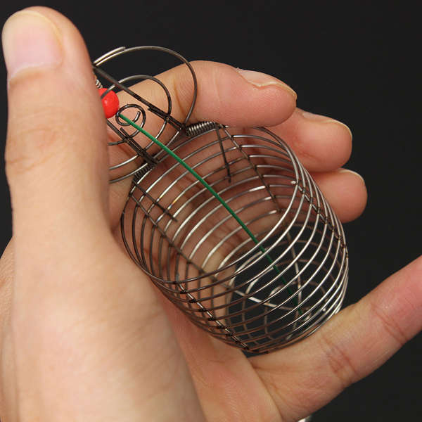 Stainless Steel Small Fishing Bait Cage Trap Basket Feeder Holder