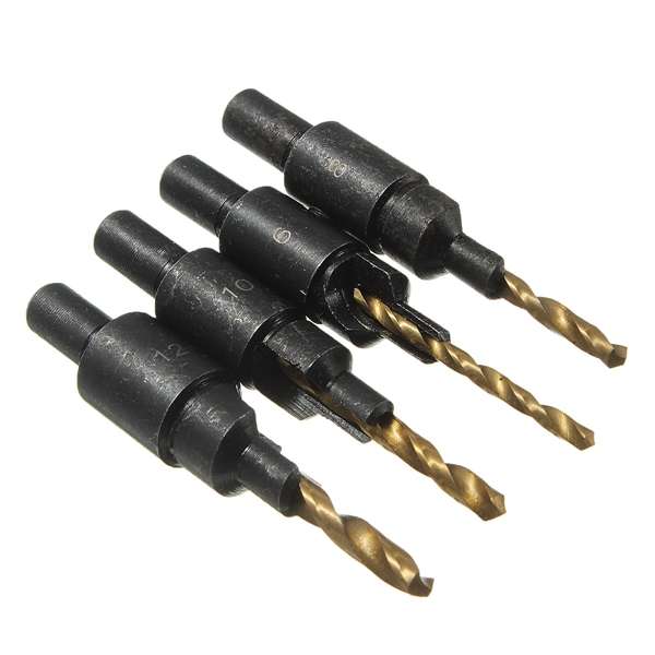 4pcs HSS Countersink Drill Bit Set Counter Bore Screw Woodworking Tool