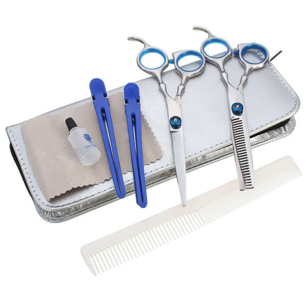 Professional Salon Haircut Barber Hair Cutting Flat Dentate Stainless Steel Scissors Set w