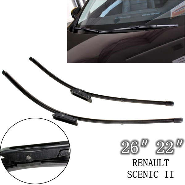 Front Flat Windscreen Wiper Blades For RENAULT SCENIC II 05-09