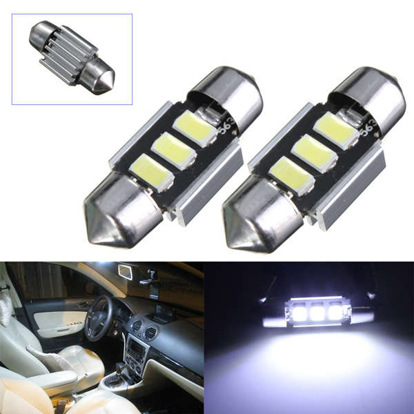2 x 5630 Chip 31MM Festoon LED White Map/Dome Interior Light Bulbs
