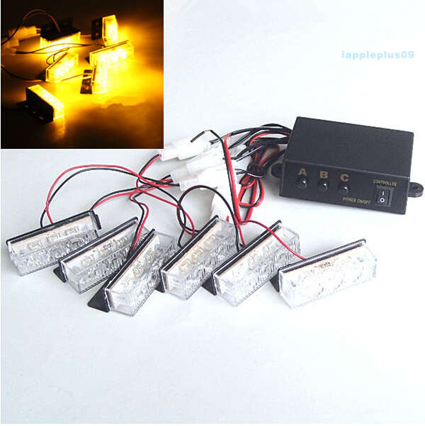 Car Yellow Amber 18LED Strobe Emergency Flashing Warning Grill Light