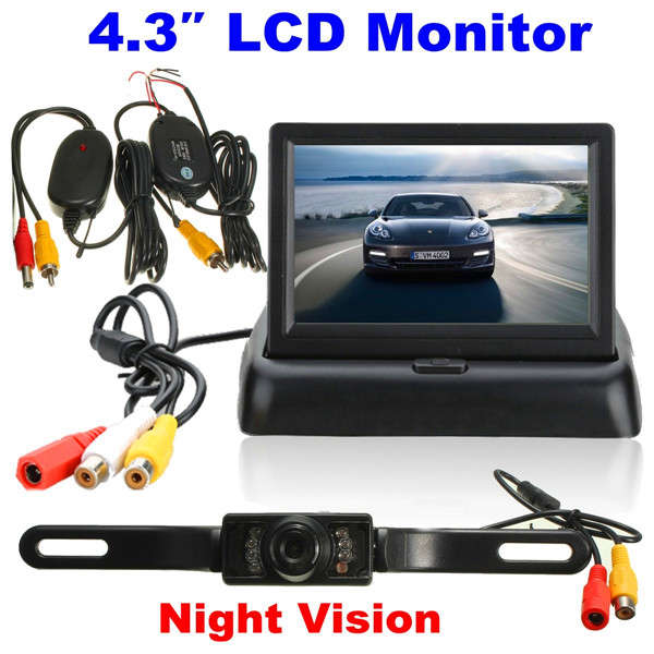 4.3 Inch LCD Monitor Wireless IR Night Vision Rearview Reverse Camera kit