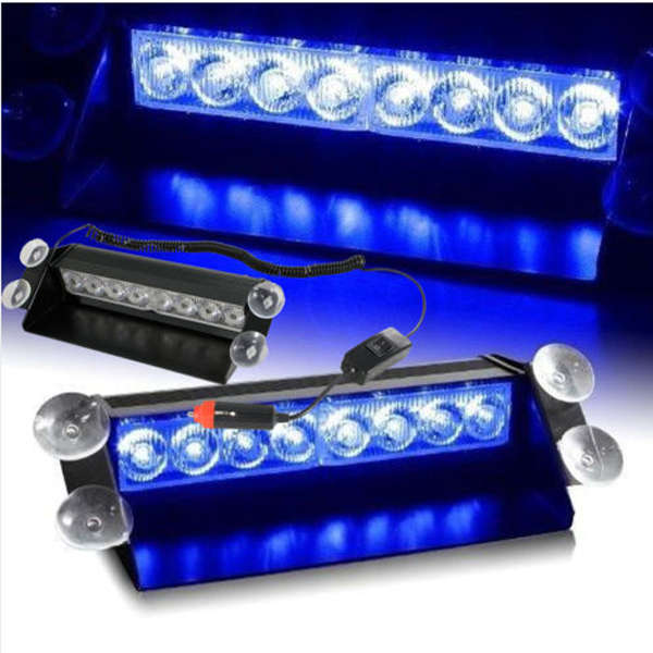 8 LED Super Strobe Flash Light Dash Emergency 3 Flashing Modes