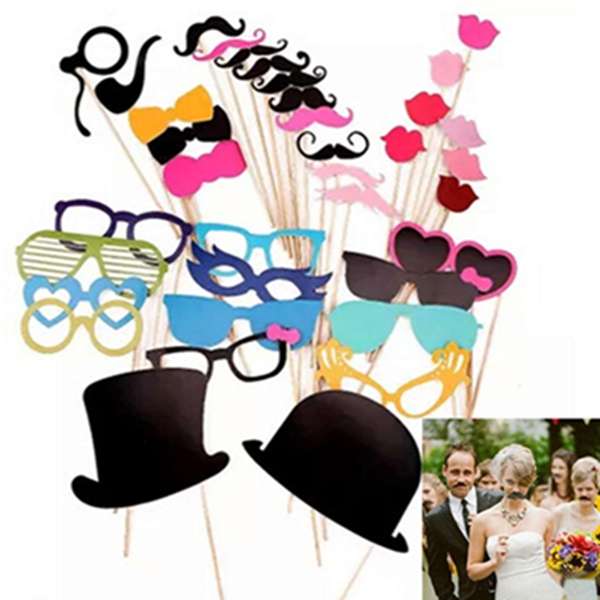 36Pcs DIY Photo Booth A Stick Wedding Birthday Photograph Props Party Decor