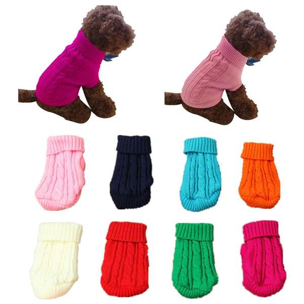 Pet Dog Cat Clothes Winter Solid Warm Sweater Knitwear Puppy Clothes
