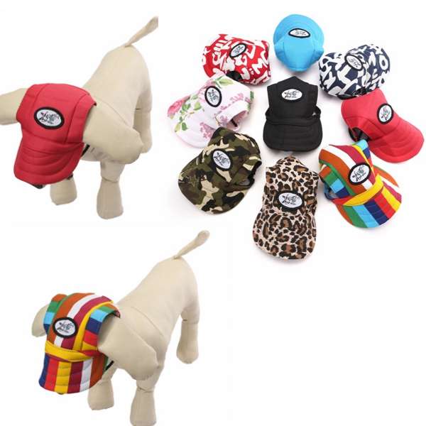 Canvas Summer Small Pet Dog Cat Baseball Visor Strap Hat Puppy Cap Sunbonnet
