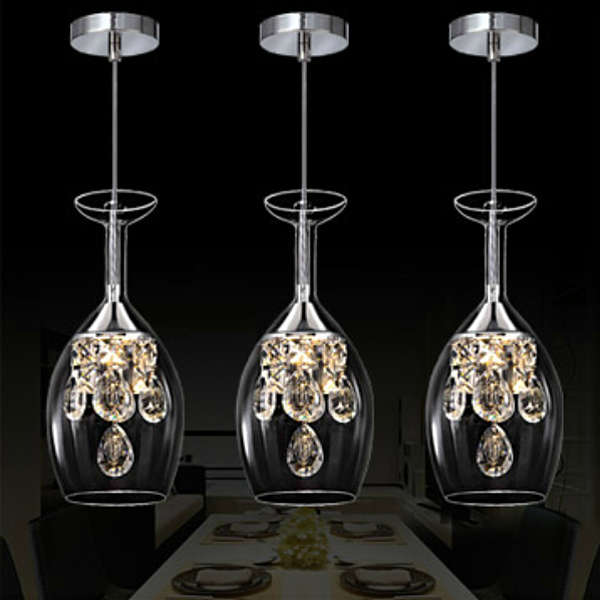 1 Head 5W LED White/Warm White Cup Shade Crystal Pendant Light AC 220V