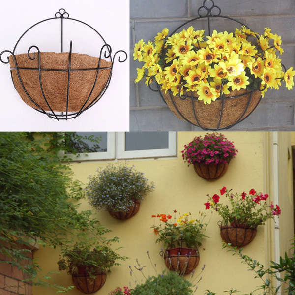 Semicircular Wall Hanging Flowerpot Coir Iron Window Balcony Hung Basin