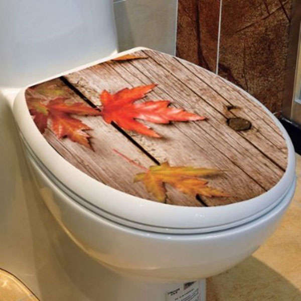 PVC Waterproof Maple Leaves Toilet Seat Sticker Bathroom Closestool Decals