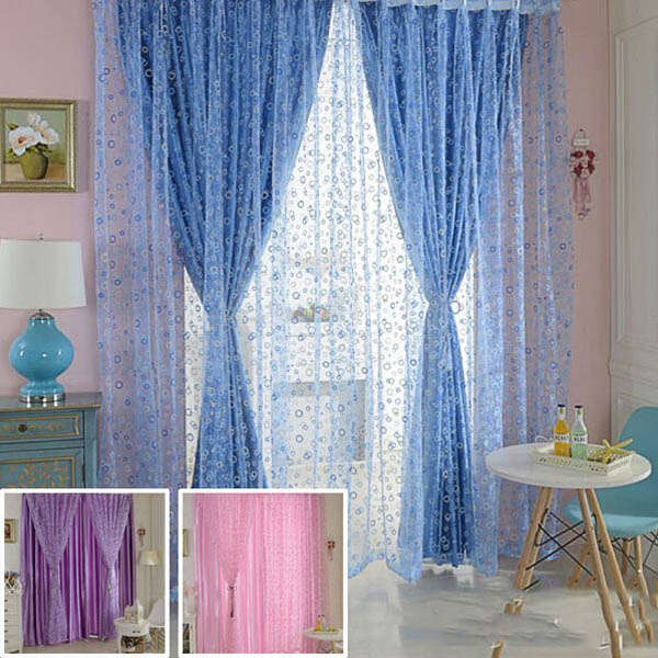 100 x 200cm Bubble Tulle Voile Balcony Door Window Curtain Sheer Drape Panel