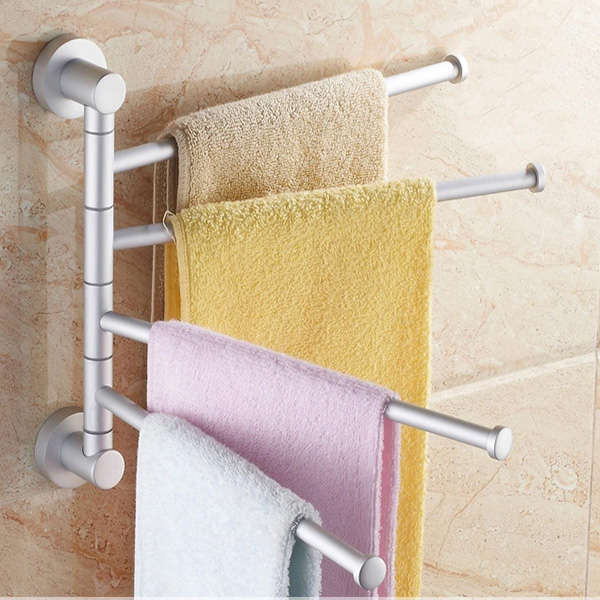 Aluminum Towel Rack Holder Hanger With 4 Rotate Rails