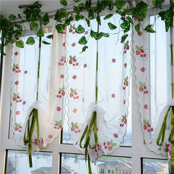 100x80cm Strawberries Liftting Tulle Curtain Door Window Sheer Curtain Blinds
