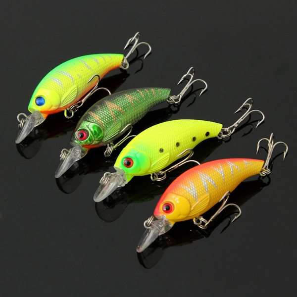 4pcs 9cm Plastic Fishing Lures Bass CrankBait with Tackle Hooks
