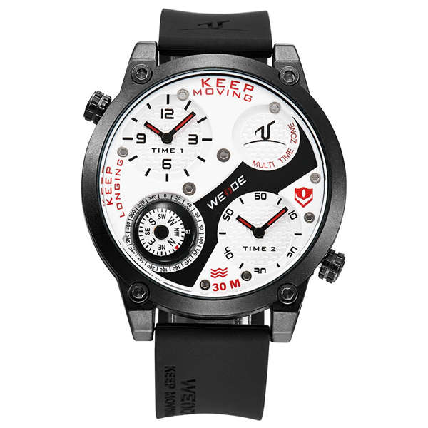 WEIDE UV1505 Men Compass Silicon Band Sport Analog Watch