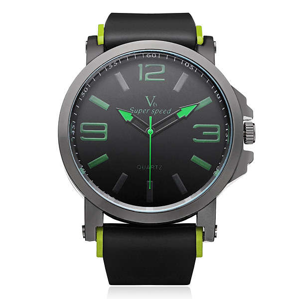 V6 V0195 Super Speed Big Dial Number Rubber Men Wrist Watch