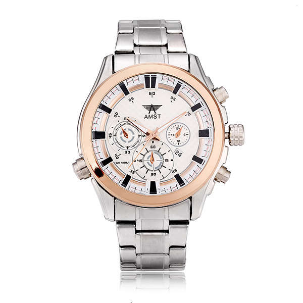 AMST AM3007 Men Business Casual Calendar Stainless Steel Quartz Watch - Perfect-Timing