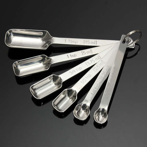 6pcs DIY Spice Measuring Spoons Nesting Stainless Steel