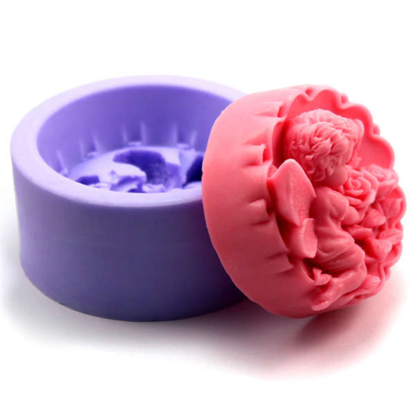 3D Baby Angel Rose Flower Cake Mold Silicone Fondant Soap Mould