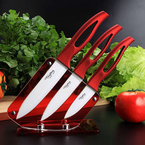 Kitchen White Blade Ceramic Knife Set Cooking Tools Red Handle *Free Shipping