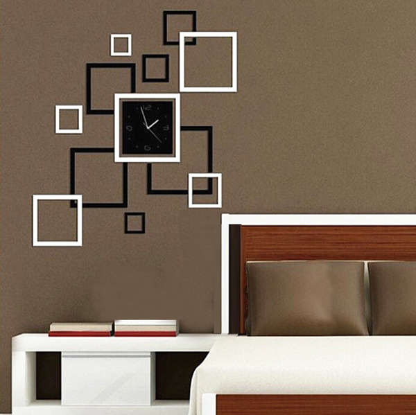 DIY Mirror Wall Clock Sticker Modern Frame Sticker Home Decoration