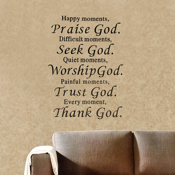 Happy Moment Praise God Removable Wall Sticker Phrase Word Home Decor