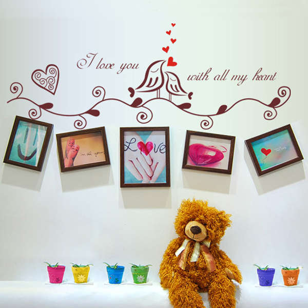 Love Birds Photo Frame Art Removable Wall Sticker Home Decor