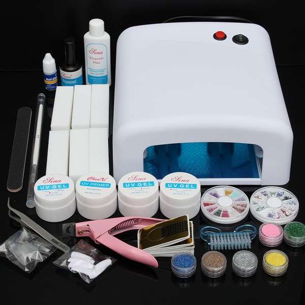 220V 36W UV Gel Lamp Cuticle File Tips Nail Art Set Kit