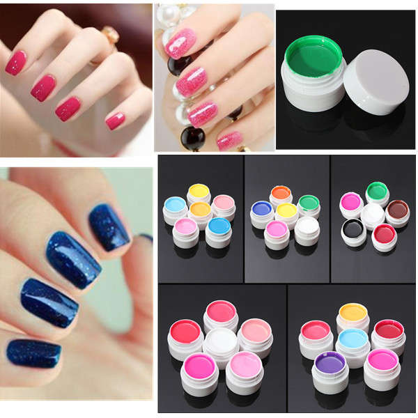 6 Colors Manicure Acrylic Extension Pure Nail Art UV Gel Set