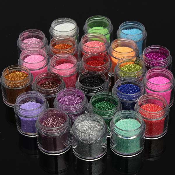 24 Colors Glitter Shiny Nail Art Powder Dust Decoration