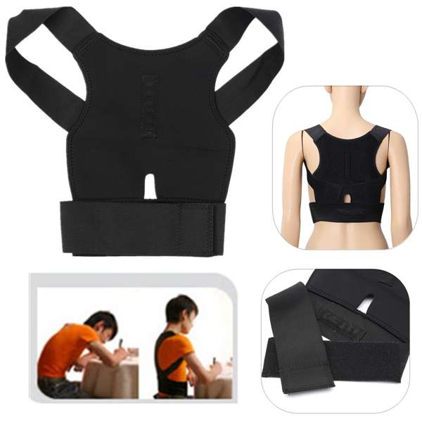 Back Support Belt Lumbar Shoulder Posture Spine Correction Straighten Brace