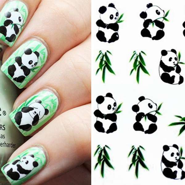 Panda Pattern Design Water Decals Transfers Nail Sticker