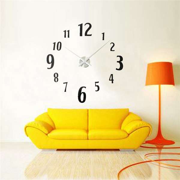 DIY Mirror Surface Large Digital Number Wall Clock Modern Home Office Sticker