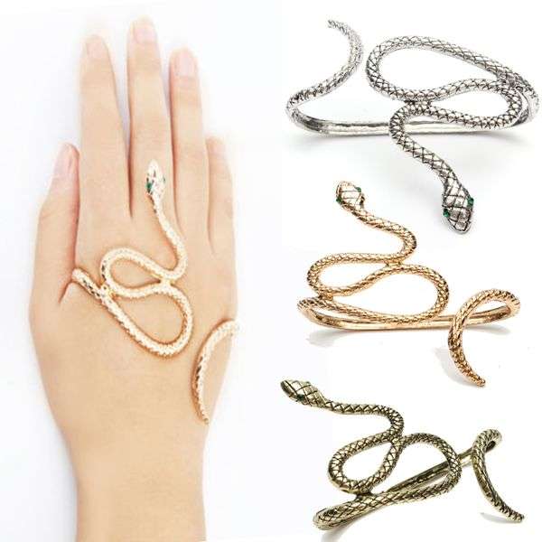 Punk Snake Crystal Eyes Hand Animal Palm Bracelet Bangle
