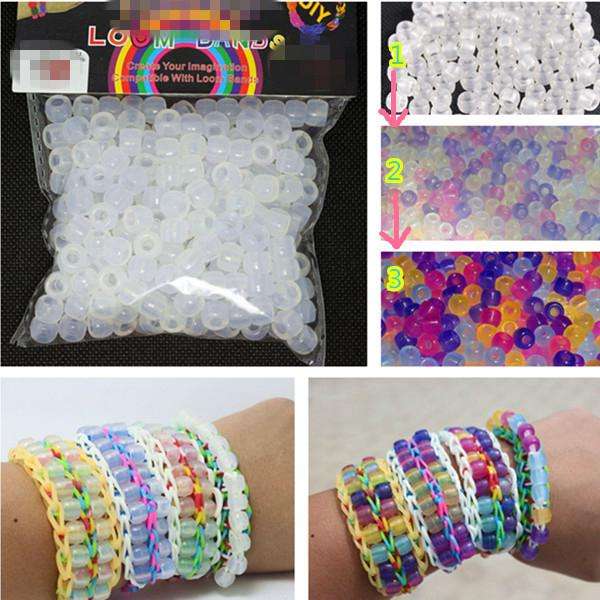250pcs White UV Changing Color Plastic Pony Beads DIY Bracelet Crafts