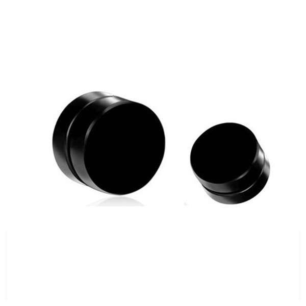 2pcs Men Black Magnetic Rounded Ear Clip Studs Earrings Non Piercing