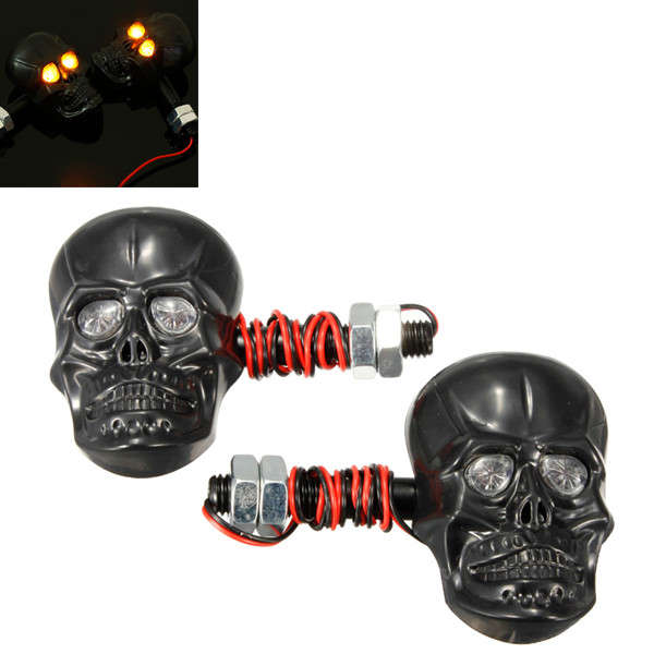 4pcs 12V 0.5W Motorcycle Skeleton Skull Turn Signal Indicator Light