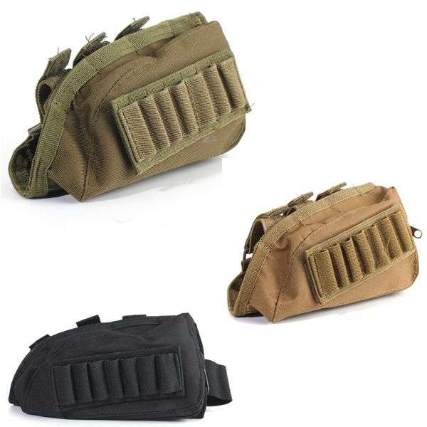 Tactical Military Rifle Butt Stock Cheek Rest Shell Ammo Pouch Holder Bag